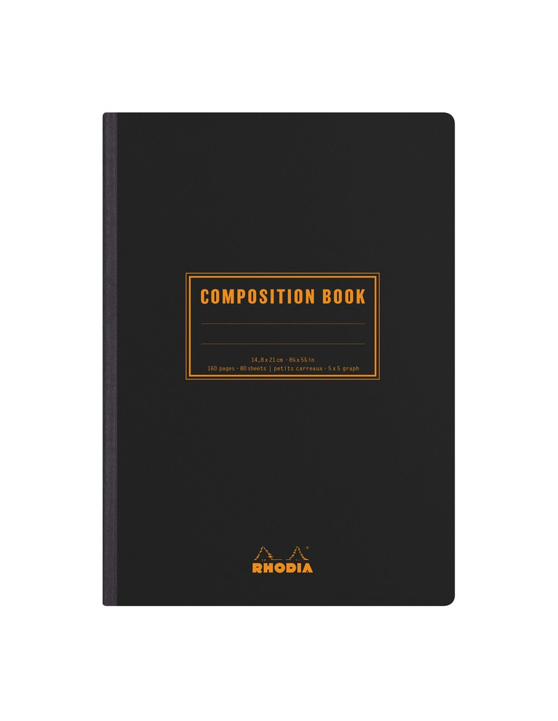Carnet Composition Book A5 quadrillé - Noir - Rhodia