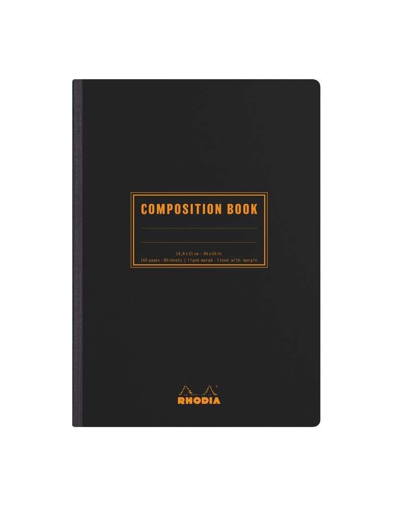 Carnet Composition Book A5 ligné - Noir - Rhodia