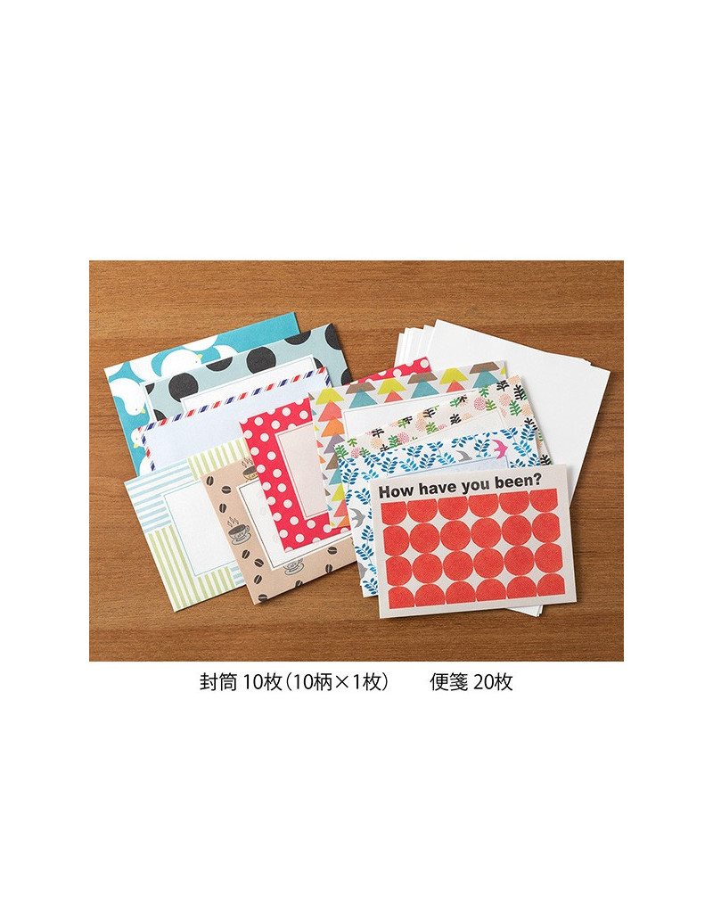 Lot de papiers à lettre + enveloppes - Letter set rouge - Midori
