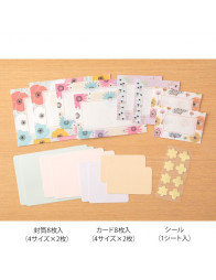 Lot de cartes + enveloppes + stickers - Fleurs - Midori