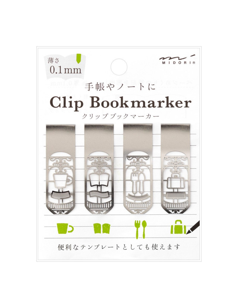 4 metal bookmarks and stencils - Daily life - Midori
