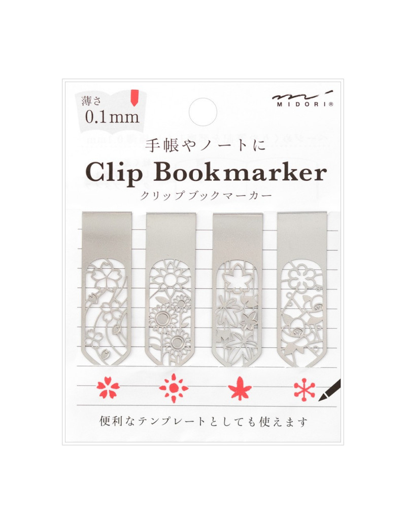 4 metal bookmarks and stencils - Flowers - Midori