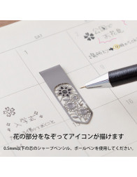 4 marque-pages et pochoirs en métal - Fleurs - Midori