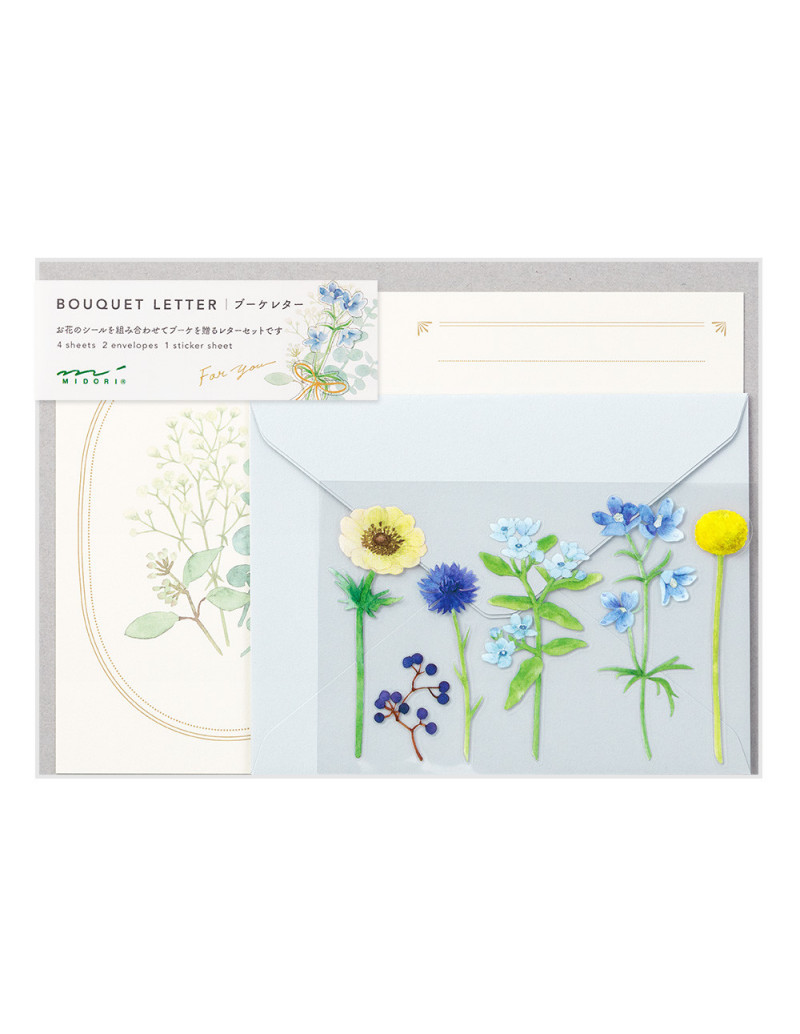 Letter Set - Blue Bouquet - Midori