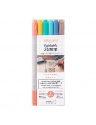 Set of 6 Color Pens for Paintable Stamp - Happiness - Midori