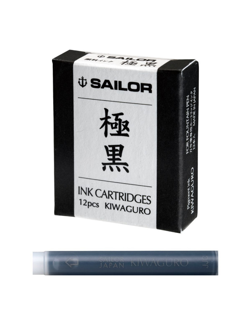 Encre pigmentée - Kiwaguro Black - 12 cartouches - Sailor