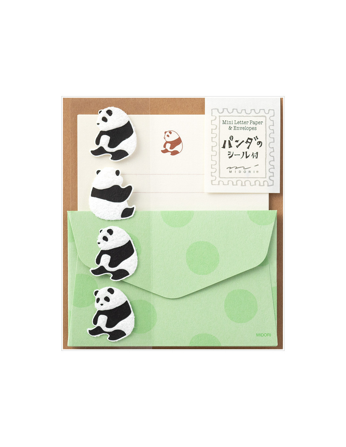 Lot de mini papier à lettre + enveloppes + stickers - Panda - Midori