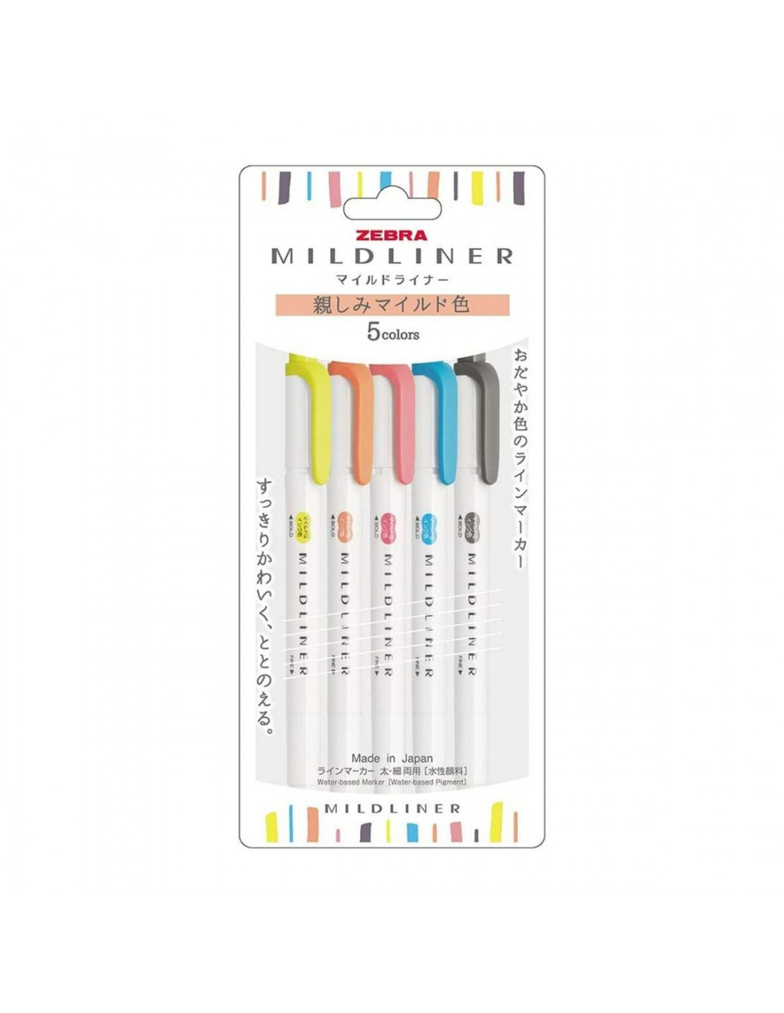 Set of 5 ZEBRA Mildliner Highlighter Markers - Friendly Set
