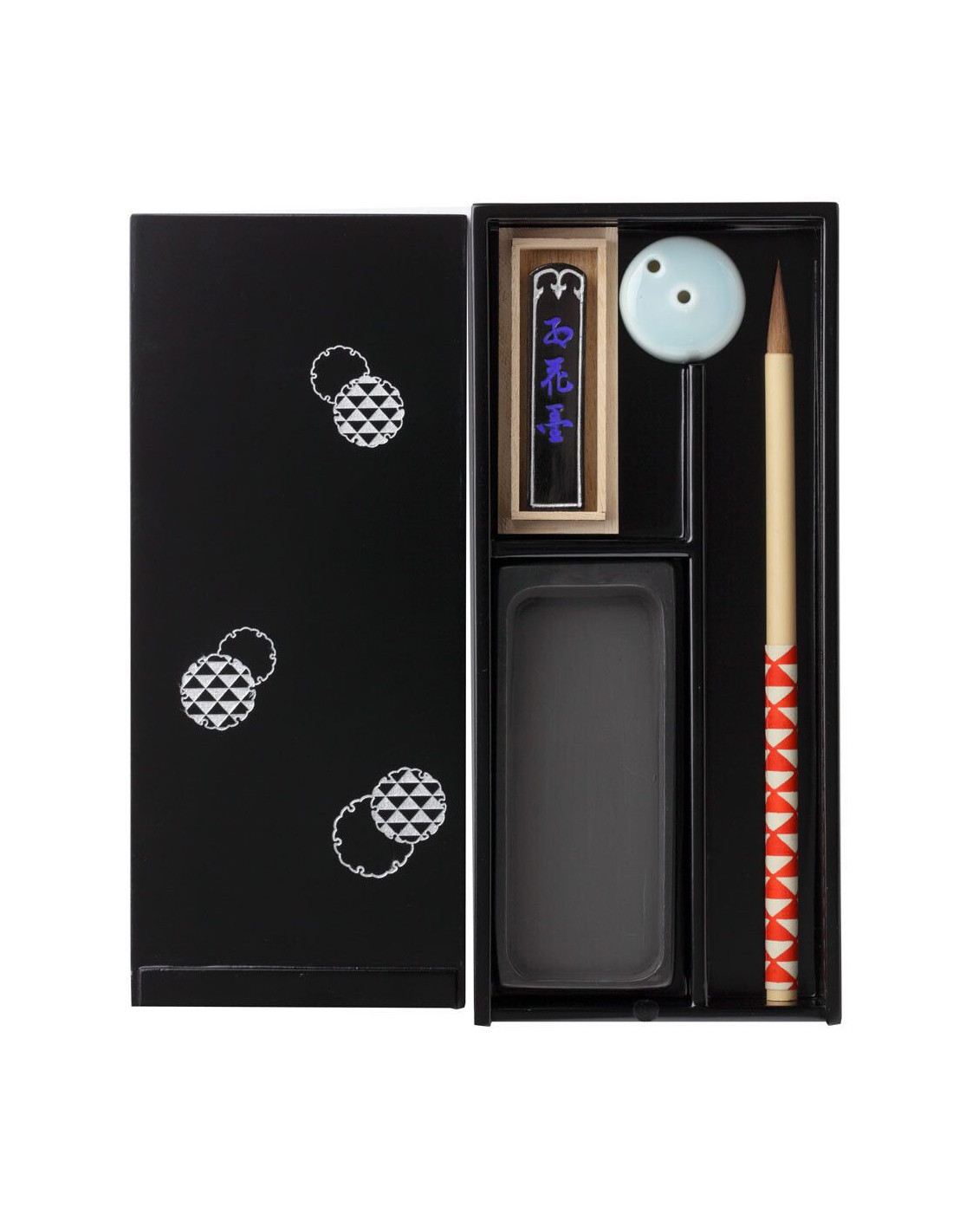 Akashiya Calligraphy Set (4 items) - Echizen lacquered box - Uroko