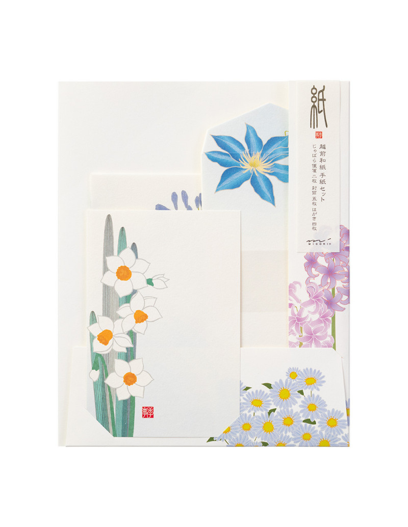Set de correspondance accordéon - Fleurs Bleues - Midori