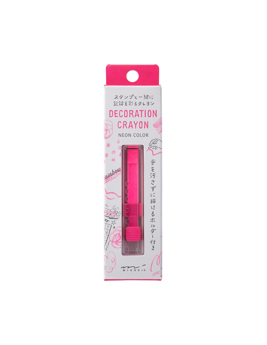 Midori Decoration Crayon - Neon Color - Pink Papeterie Makkura