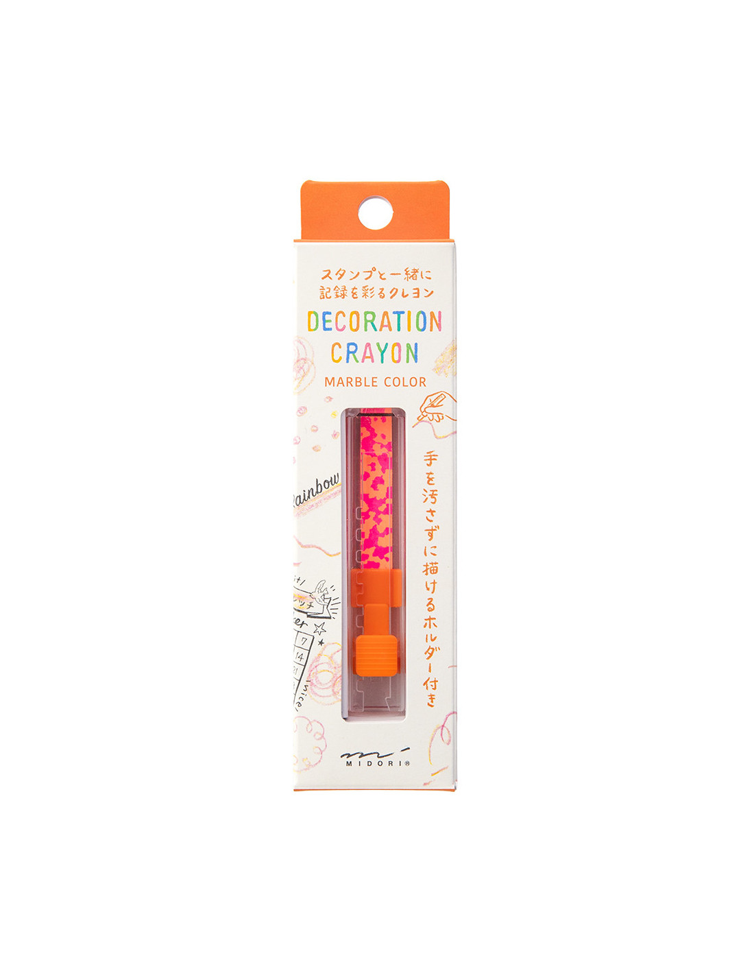 Midori Decoration Crayon - Marble Color - Pink & Orange
