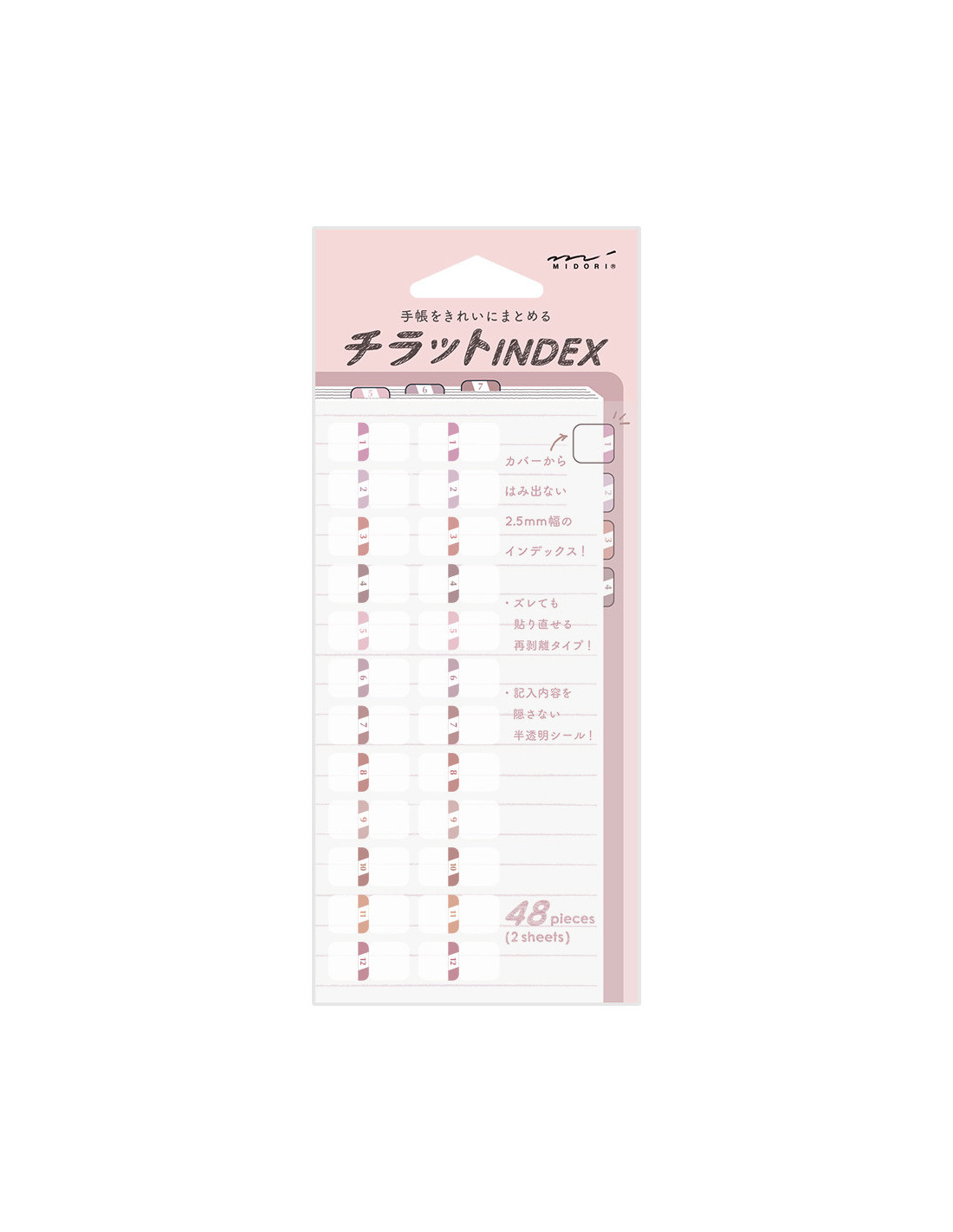 Index Tabs Stickers - Pink Numbers - Midori