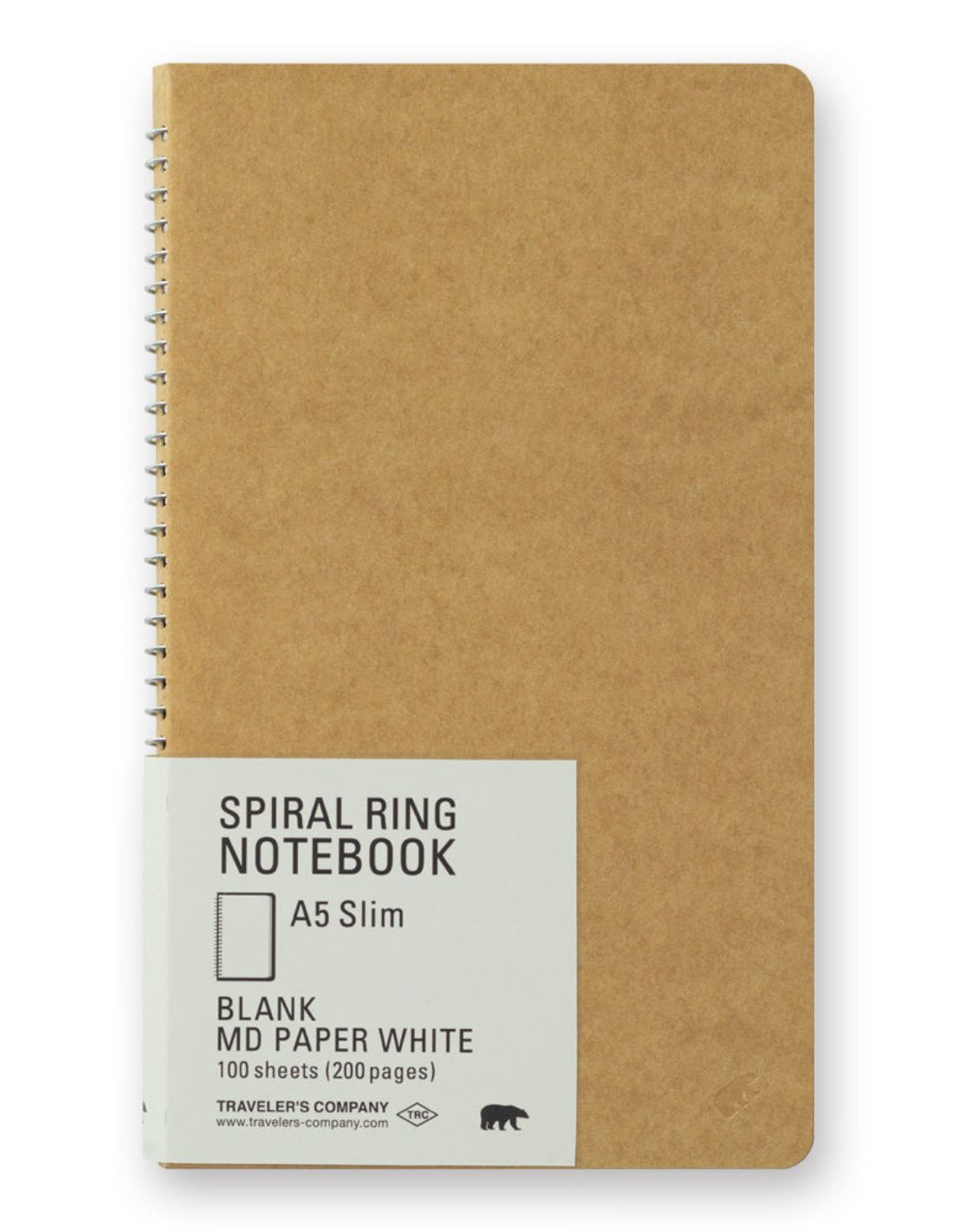 A5 Slim Blank MD Paper White - Spiral Ring Notebook - Traveler's Company