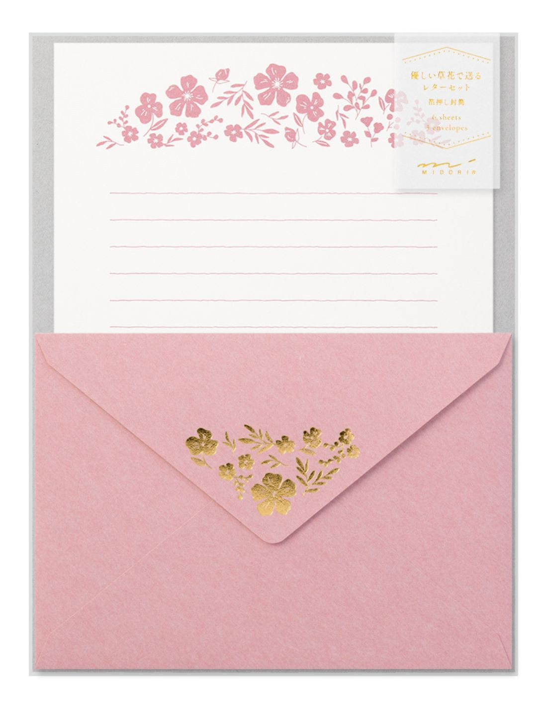 papier à lettre fleurs roses Stock Photo