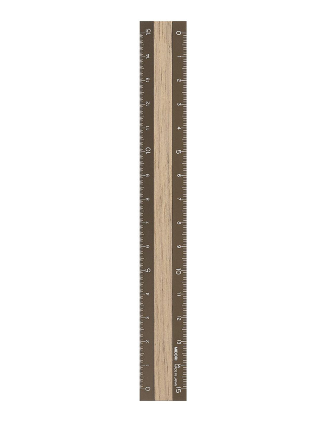 Aluminium and wood ruler 15cm - Brown - Midori