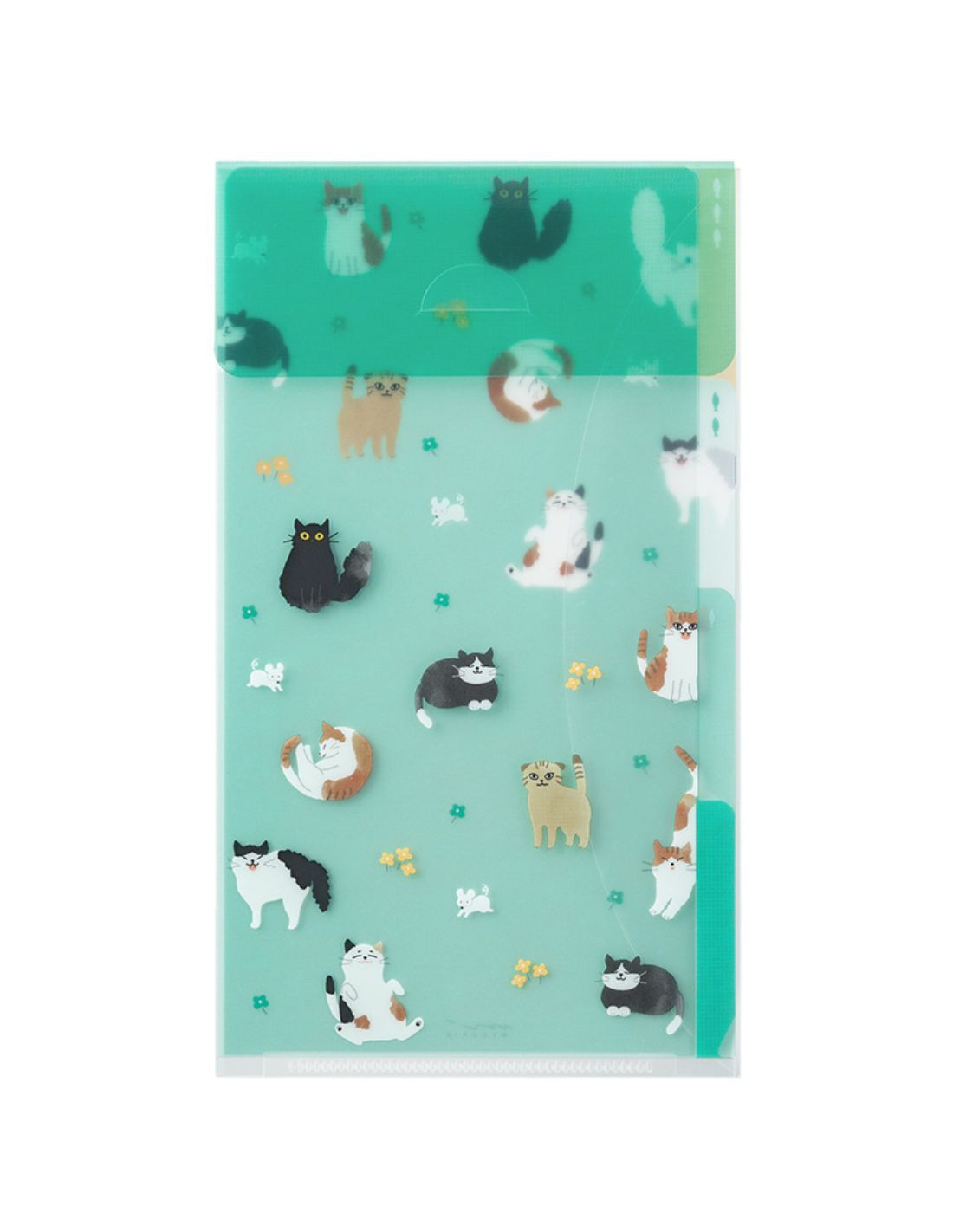 Midori 3 Pockets Clear Folder A5 Slim with Flap - Cats