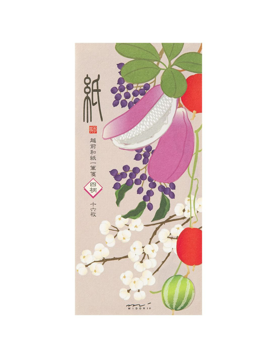 Vertical Washi Letterpad - [Autumn] Autumn Berries - Midori