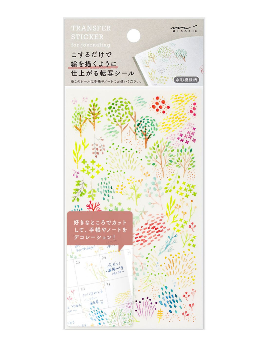 Stickers Midori Transfer - Plantes aquarelle