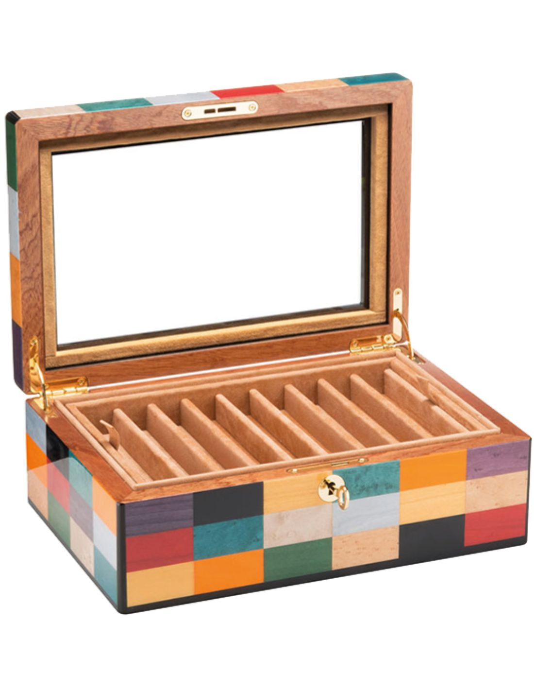 Collector's pen box with glass - Venezia Rialto - 18 pens - Morici
