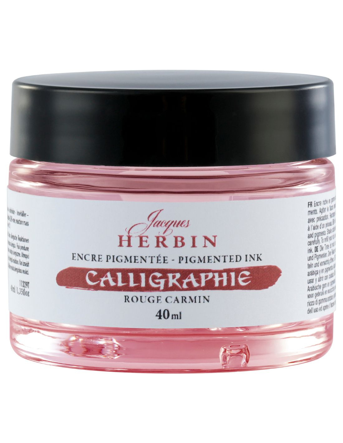 Jacques Herbin Pigmented Calligraphy Ink - Rouge Carmin - Carmine - 40ml Bottle