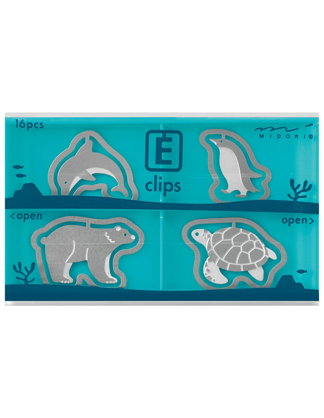 Midori Etching E-Clips - Marine Animals - 16 clips Papeterie Makkura