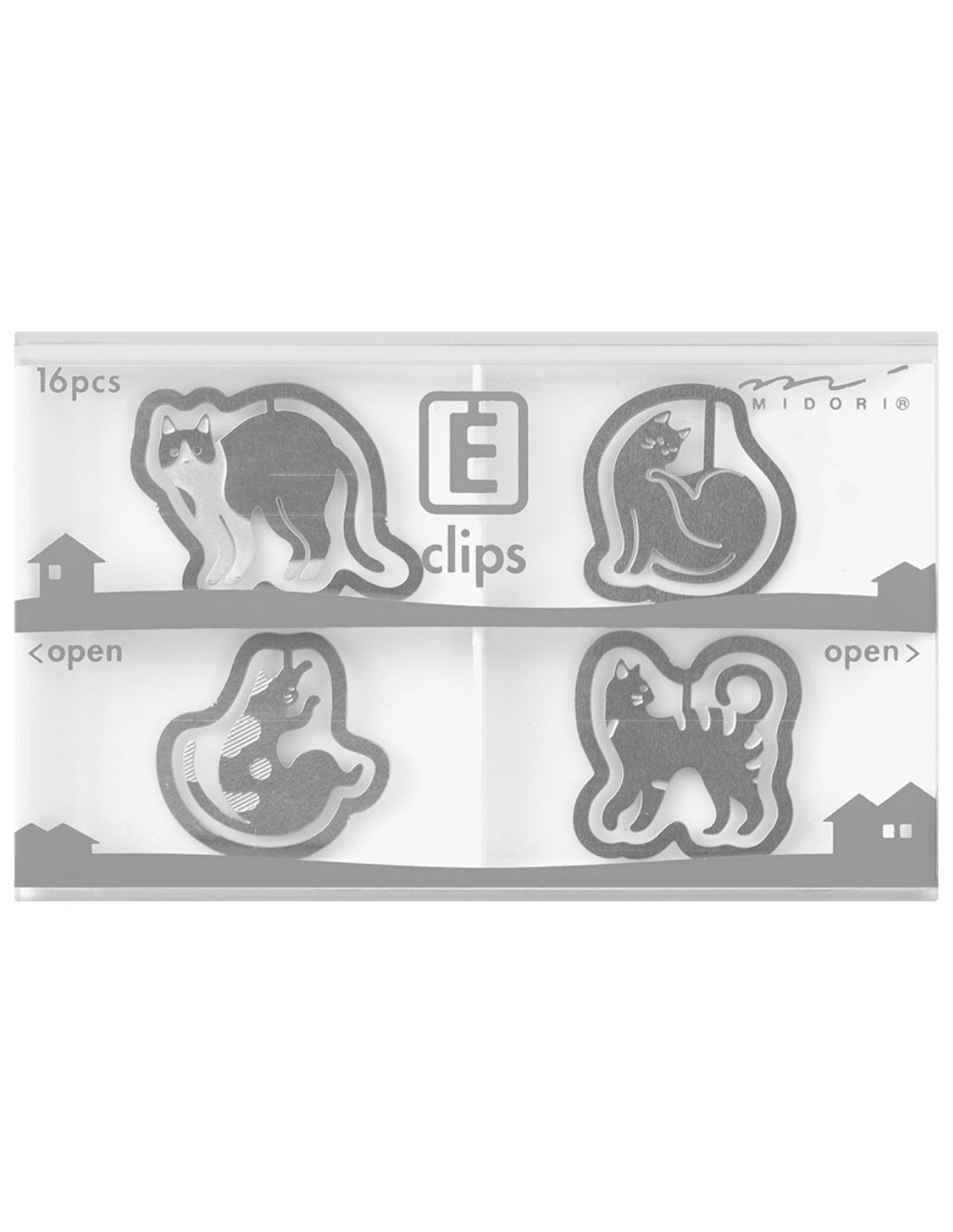 Midori Etching E-Clips - Cat - 16 clips Papeterie Makkura