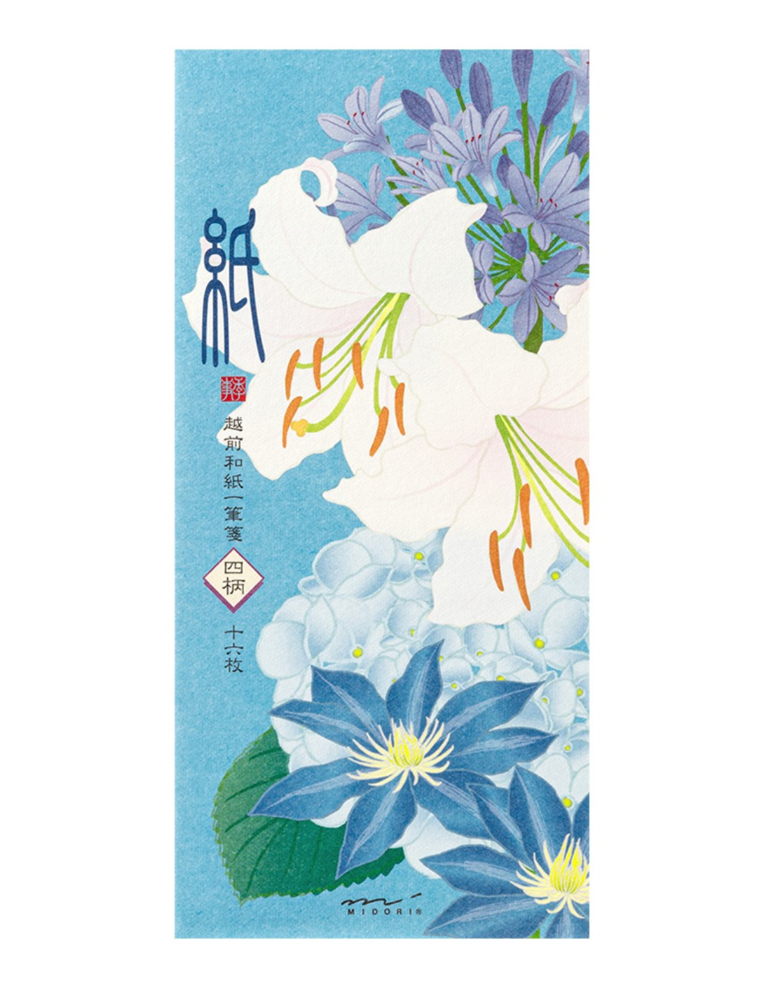 Vertical Washi Letterpad - [Summer] Summer Flowers - Midori Papeterie Makkura