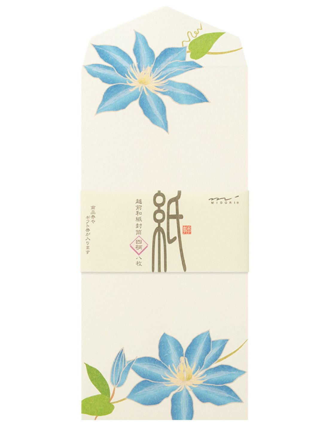 Washi Vertical Envelopes - [Summer] Blue Summer Flowers - Midori Papeterie Makkura