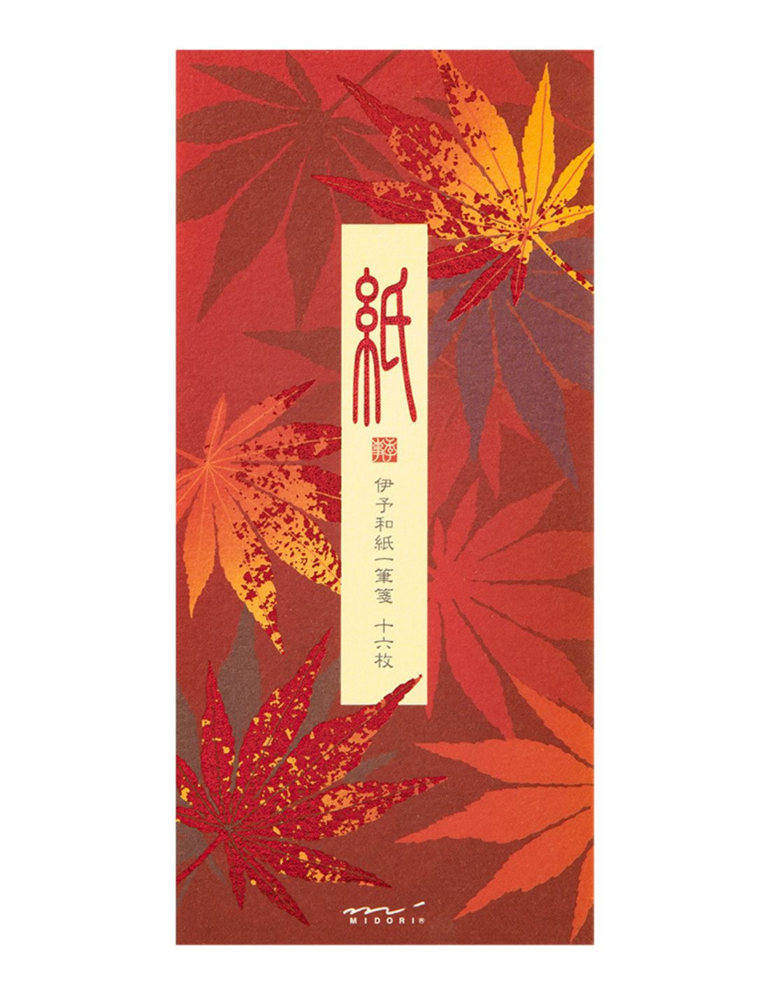 Vertical Washi Letterpad - [Autumn] Japanese Maple - Midori Papeterie Makkura