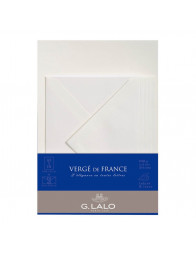 10 feuilles A5 et 5 enveloppes C6 - Vergé de France Extra blanc - G. Lalo