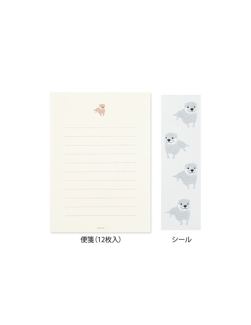 Lot de papier à lettre + enveloppes + stickers - Loutre - Midori